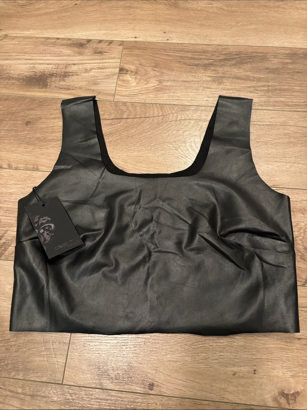 Sleeveless Black Faux Leather Crop Top